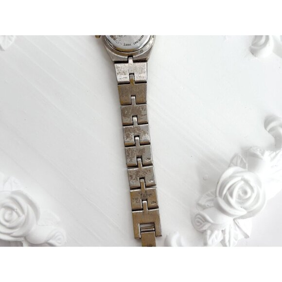 Anne Klein Dual Toned Rhinestone Accented Vintage Watch - 17mm - WORKS! - Picture 8 of 10